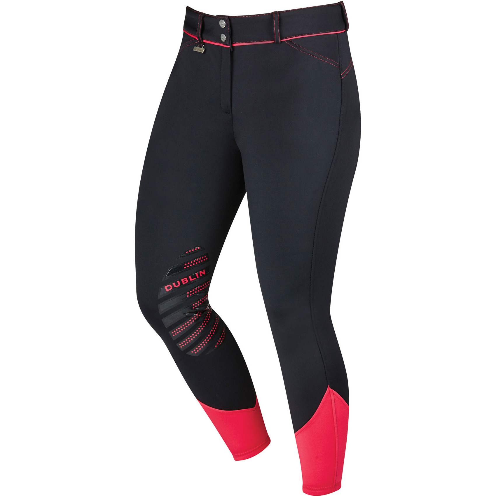 Dublin Womens Thermal Gel Knee Patch Breeches Black / Pink